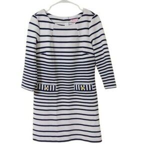 Lilly Pulitzer Womens Striped Navy & White Dress With Gold Button Details Size M